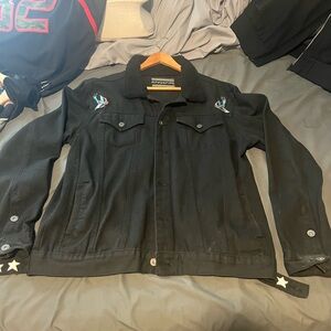 Men's Black Jacket with Embroidered Accents